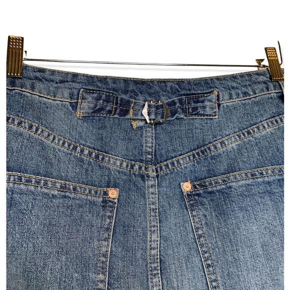 Free People We The Free Distressed Denim Button Fly Raw Hem Mini Skirt Size 28 - Picture 9 of 12
